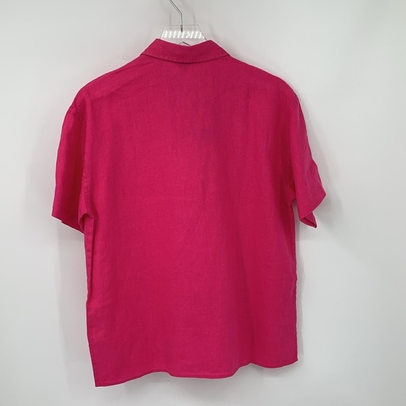 Rails MacKinley linen shirt blouse top raspberry pink boxy button collar new S - Picture 4 of 5
